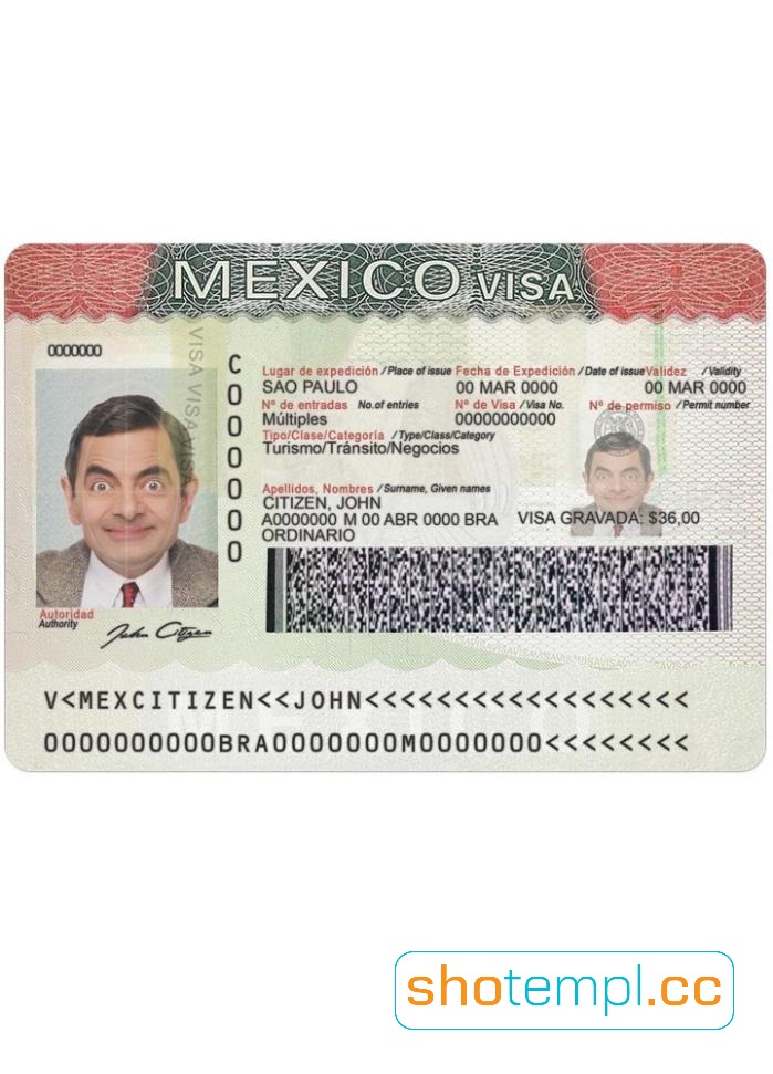 Mexico Visa Fully Editable PSD Template